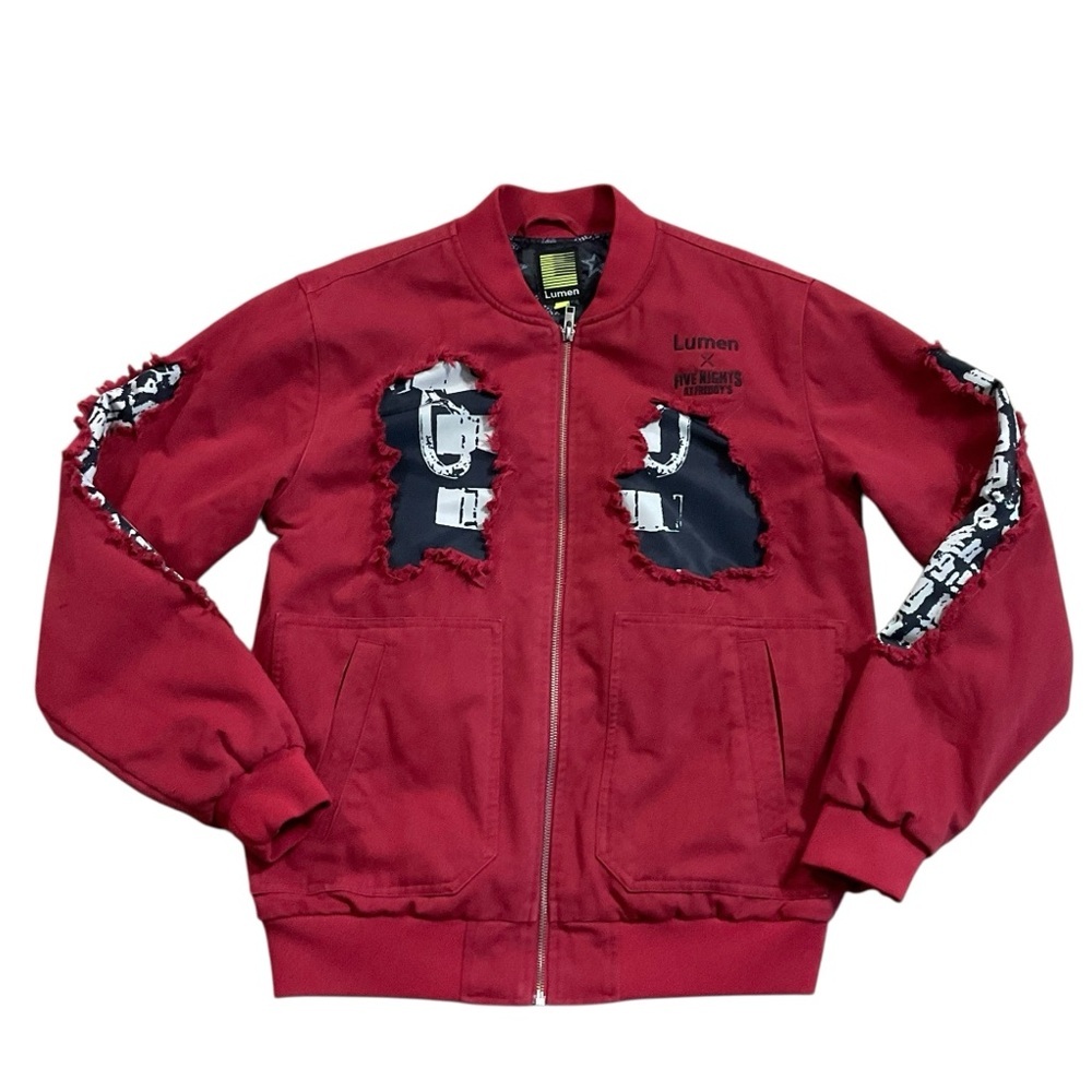 Lumen Five Nights at Freddy’s Distressed Bomber Jacket Red Size Small